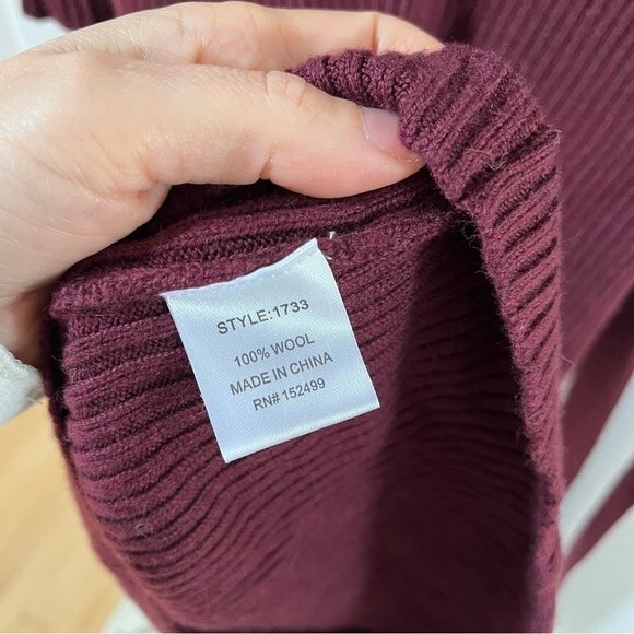 AMOUR VERT Mila Wool Ribbed Sweater Dress in Plum S - Picture 9 of 12